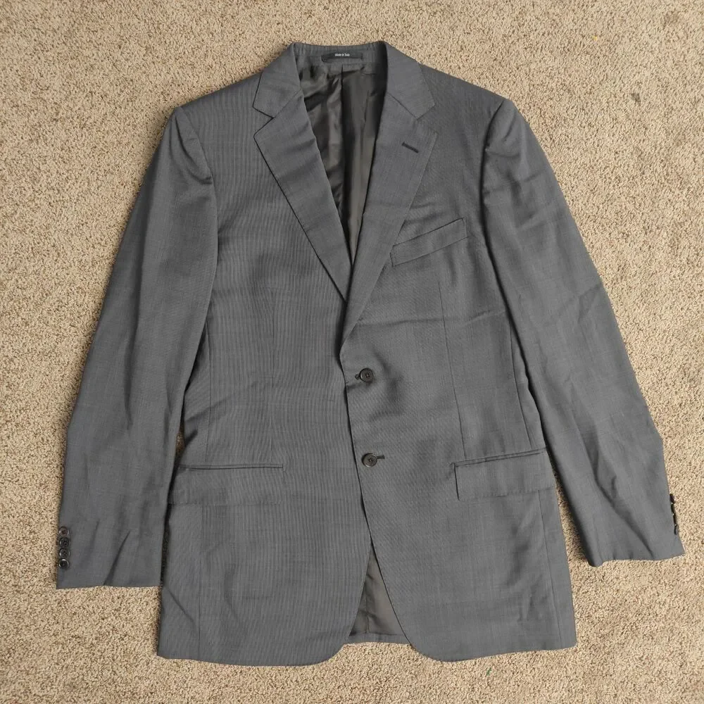 Ermenegildo‎ Zegna Jacket Mens 52 L Gray Suit Fit Rom Wool Notched Lapel 2Button